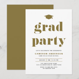 Gouden Retro Vette Typografie Graduation Party Kaart