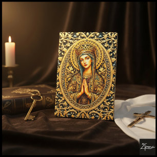 Gouden Reverentie Maagd Maria Canvas Afdruk