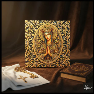 Gouden Reverentie Maagd Maria Foto Afdruk
