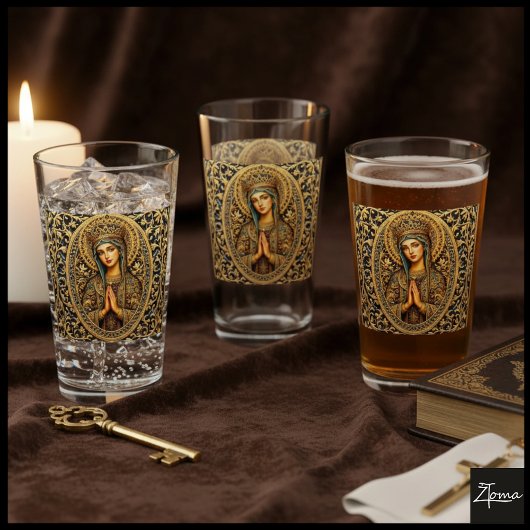 Gouden Reverentie Maagd Maria Glas