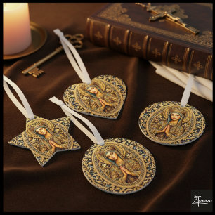 Gouden Reverentie Maagd Maria Ornament