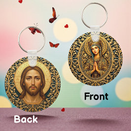 Gouden Reverentie Maagd Maria Sleutelhanger