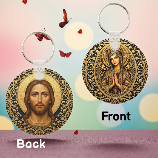 Gouden Reverentie Maagd Maria Sleutelhanger