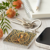 Gouden Reverentie Maagd Maria Sleutelhanger (Voorkant Rechts)