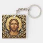 Gouden Reverentie Maagd Maria Sleutelhanger (Achterkant)