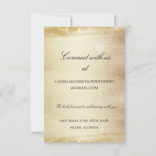 Gouden Rhapsodie Bruiloft Elegante Goud Online RSV RSVP Kaartje (Achterkant)