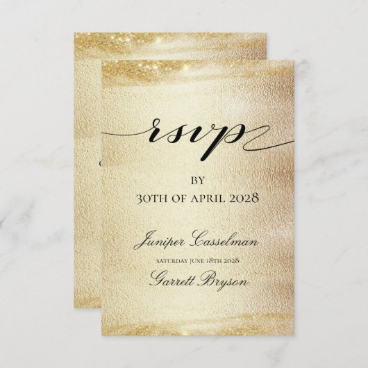 Gouden Rhapsodie Bruiloft Elegante Goud Online RSV RSVP Kaartje (Voorkant / Achterkant)