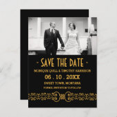  gouden riem - Goud Zwart Save the Date Aankondigingskaart (Voorkant / Achterkant)