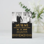  gouden riem - Goud Zwart Save the Date Aankondigingskaart (Staand voorkant)