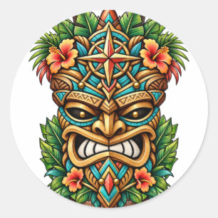 Gouden Rif Tiki-beschermer Tiki-sticker Ronde Sticker