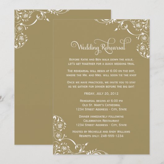  gouden rillingen, bruiloft en eten kaart (Voorkant / Achterkant)