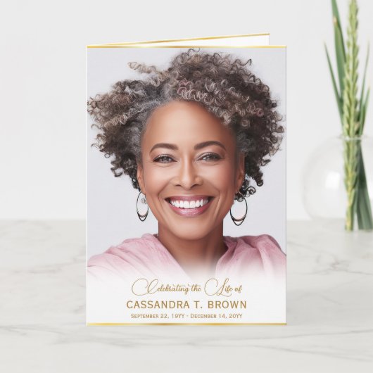 Gouden Rim Foto Begrafenis Orde van Dienst Gevouwe Programma (Voorkant)