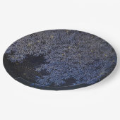 Gouden rimpels Blauw gekleurde bladeren ingewikkel Papieren Bordje (Gekanteld)