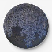 Gouden rimpels Blauw gekleurde bladeren ingewikkel Papieren Bordje (Voorkant)