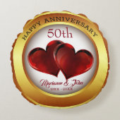 Gouden ring en harten rond kussen (Voorkant)