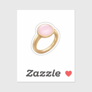 Gouden Ring met Pink Gem Emoji Art Sticker