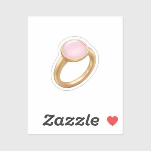 Gouden Ring met Pink Gem Emoji Art Sticker (Vel)