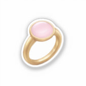 Gouden Ring met Pink Gem Emoji Art Sticker (Voorkant)