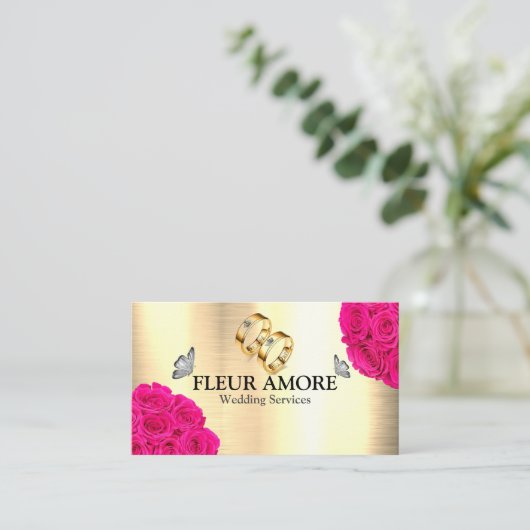 Gouden Ring Planning Design Styling Bruiloft Diens Visitekaartje (Staand voorkant)