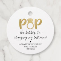 Gouden Ring Pop The Bubbly Favor Tag