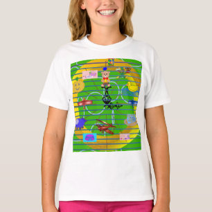 Gouden Ring Vlak Bowtie Teddy Bear geometrisch T-shirt