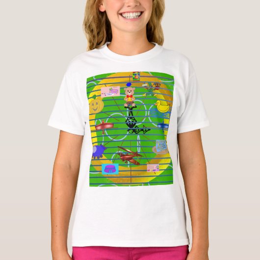 Gouden Ring Vlak Bowtie Teddy Bear geometrisch T-shirt (Voorkant)