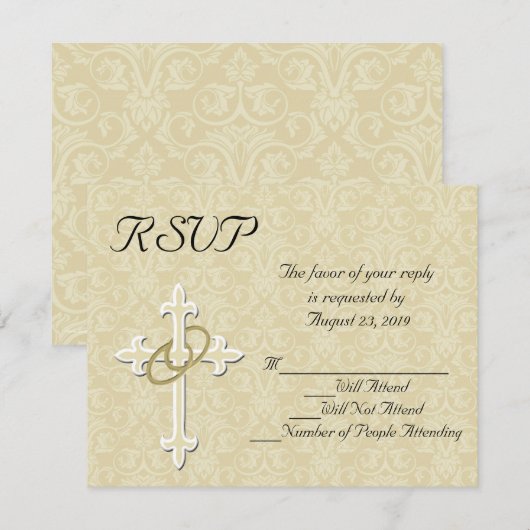 Gouden Ringen Christelijke Trouw RSVP Kaart (Voorkant / Achterkant)
