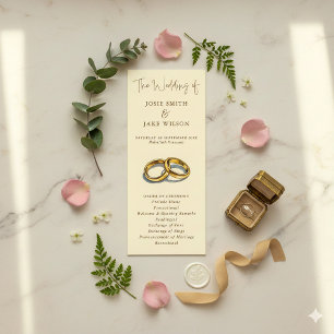 Gouden Ringen Elegante Crème en Bruine bruiloft Programmakaart