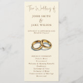 Gouden Ringen Elegante Crème en Bruine bruiloft Programmakaart (Voorkant)