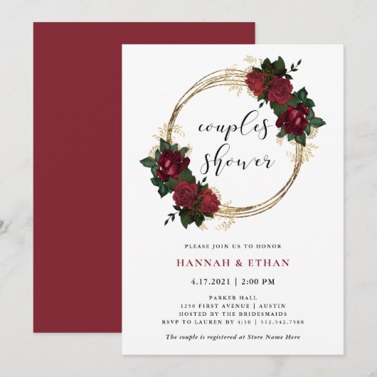 gouden ringen en rode rozen | Koelschoenen Kaart (Voorkant / Achterkant)