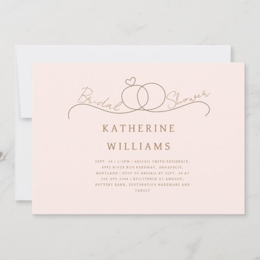 Gouden Ringen Hart Blush & Goud Vrijgezellenfeest Kaart (Voorkant)