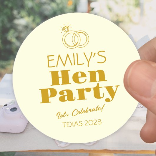 Gouden Ringen Hen Party Ronde Sticker
