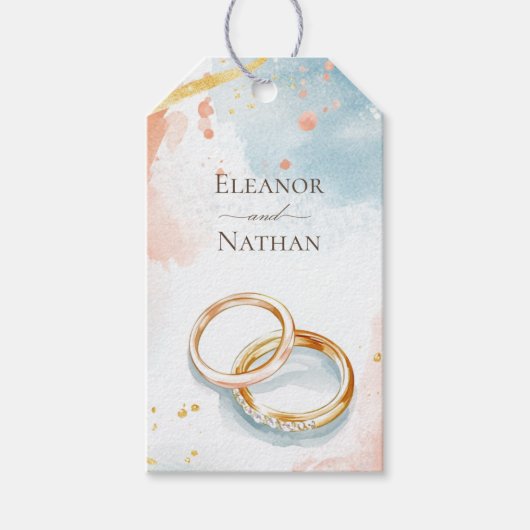 Gouden Ringen Lente Zomer Bruiloft Cadeaulabel (Voorkant)