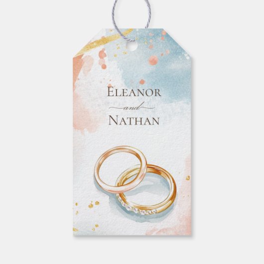 Gouden Ringen Lente Zomer Bruiloft Cadeaulabel (Achterkant)