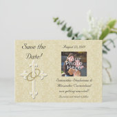 Gouden ringen met kruis, elegante christelijke lie kaart (Staand voorkant)