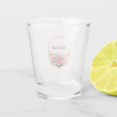 gouden ringen met roze en perzikkleurig Roos Shot Glas (Achterkant)
