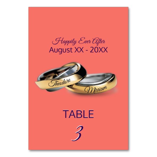 Gouden ringen Monogram koraal Kaart (Voorkant)