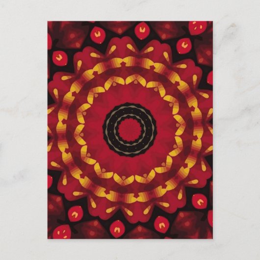 Gouden Ringen Op Rode Mandala Briefkaart (Voorkant)