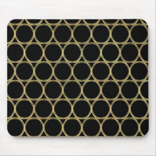 Gouden Ringen op Zwarte Moderne Chic Muismat