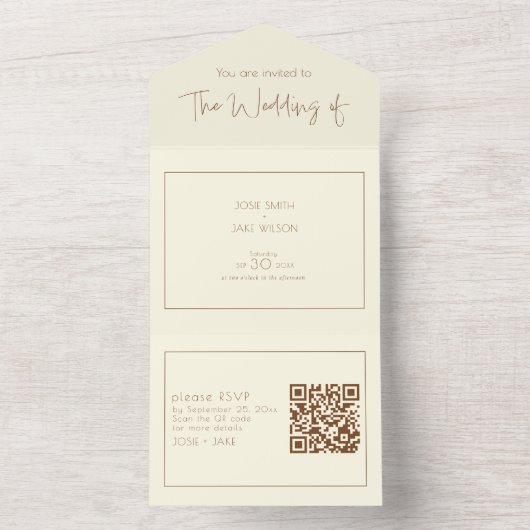 Gouden ringen trouwuitnodiging en RSVP All In One Uitnodiging (Binnen)