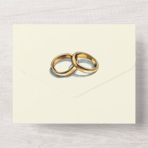 Gouden ringen trouwuitnodiging en RSVP All In One Uitnodiging