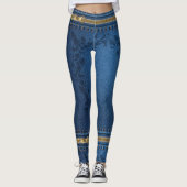 Gouden rits Blue Jean Leggings (Voorkant)