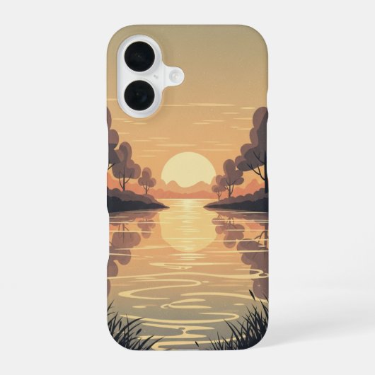 Gouden Rivier Retro Scene iPhone 16 Hoesje (Achterkant)