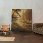 Gouden Riviermist – Vintage Canvasprint Canvas Afdruk