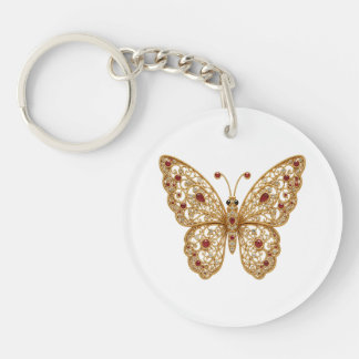 Gouden Robijn Kantwerk Vlinder Acryl Sleutelhanger