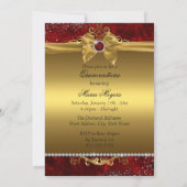 Gouden Robijn Rode Quinceanera Uitnodiging (Achterkant)