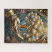 Gouden Robot Hand die Gouden Boom des Levens Vasth Legpuzzel (Horizontaal)