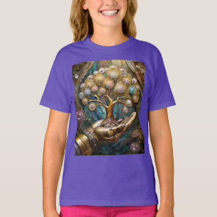 Gouden Robot Hand die Gouden Boom des Levens Vasth T-shirt