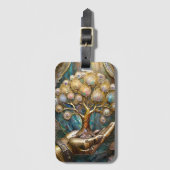 Gouden Robot Hand met Gouden Boom des Levens Bagagelabel (Voorkant (verticaal))