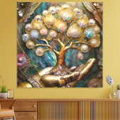 Gouden Robot Hand met Gouden Boom des Levens Canvas Afdruk (Insitu (Woonkamer))